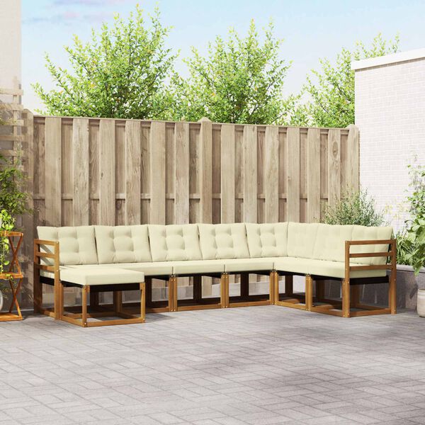 vidaXL Zestaw sof na zewnątrz z poduszką 8 pcs Naturalny i Kremowy