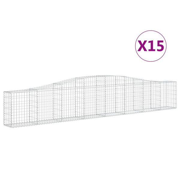 vidaXL Kosze gabionowe, 15 szt, 400x30x60/80 cm, galwanizowane żelazo