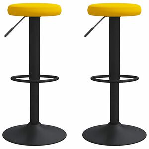 vidaXL Stołki barowe, 2 szt., musztardowe, tapicerowane aksamitem