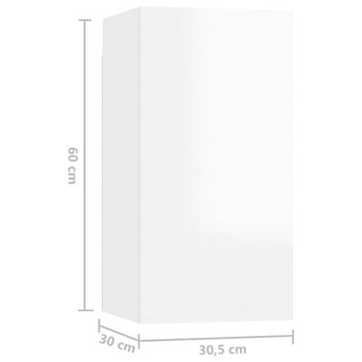 vidaXL Szafki telewizyjne, 4 szt., wysoki połysk, białe, 30,5x30x60 cm