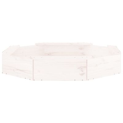 vidaXL Piaskownica z siedziskami, biała, ośmiokątna, drewno sosnowe
