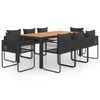 vidaXL 9-częściowy zestaw mebli ogrodowych, rattan PVC, czarno-brązowy