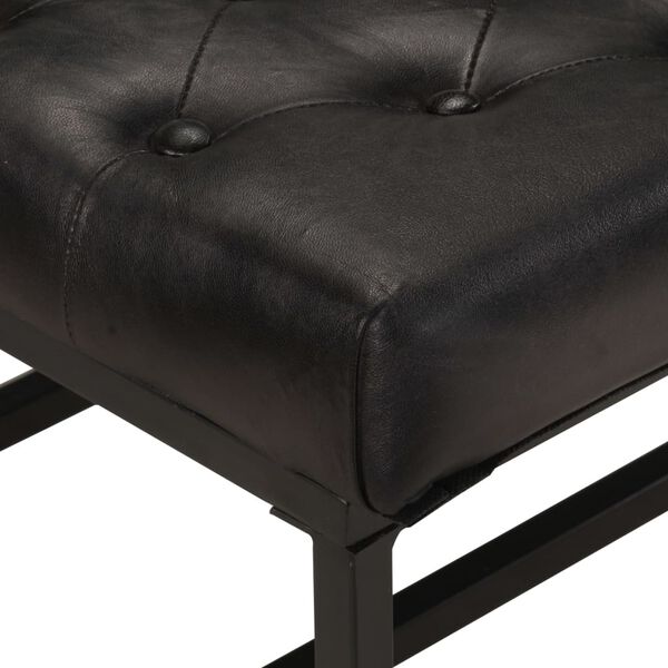 vidaXL Puf, czarny, 80x80x43 cm, prawdziwa sk&oacute;ra