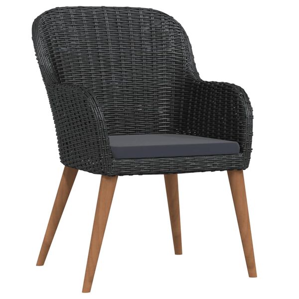 vidaXL 7-częściowy zestaw mebli ogrodowych z poduszkami, czarny