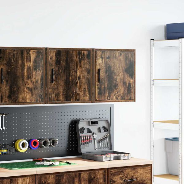 vidaXL Garażowe szafki ścienne 2 szt. Dąb wędzony Drewno klejone