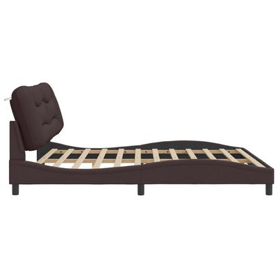 vidaXL Rama łóżka z zagłówkiem, ciemnobrązowa 200x200 cm obita tkaniną