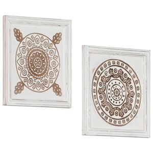 vidaXL Dekoracja artystyczna 2 szt. 40 x 40 x 1,5 cm Brązowy i biały