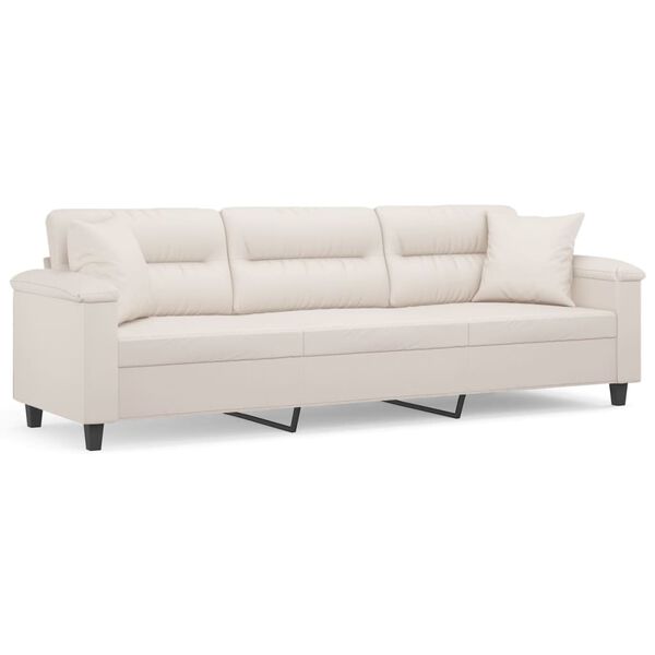 vidaXL 3-osobowa sofa z poduszkami, beżowa, 210 cm, mikrofibra