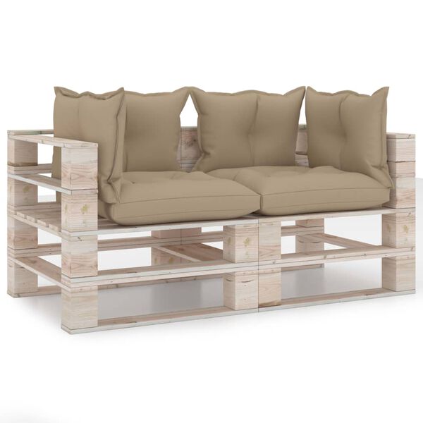vidaXL Ogrodowa sofa 2-os. z palet, z poduszkami, drewno sosnowe