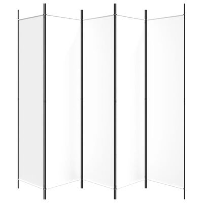 vidaXL Parawan 5-panelowy, biały, 250x200 cm, tkanina