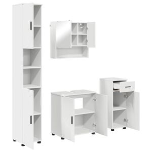 vidaXL Zestaw mebli łazienkowych z szufladą z drzwiami 4 pcs Biały