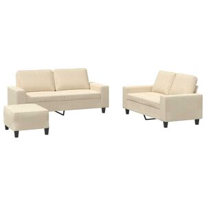 vidaXL 3-cz. komplet wypoczynkowy, kremowy, obity tkaniną