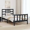 vidaXL Rama ł&oacute;żka z wezgłowiem, czarna, 100x200 cm, lite drewno