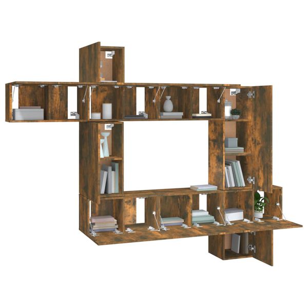 vidaXL Zestaw 10 szafek TV, przydymiony dąb, materiał drewnopochodny