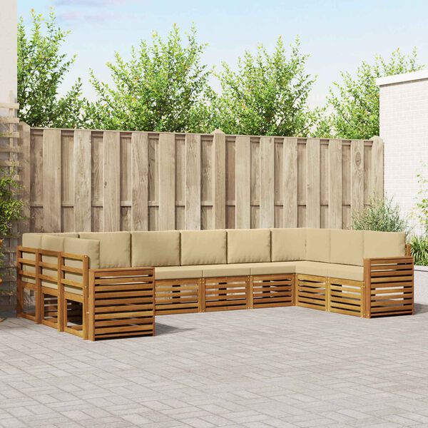 vidaXL Zestaw sofy narożnej z poduszką 10 pcs Naturalny i Beżowy