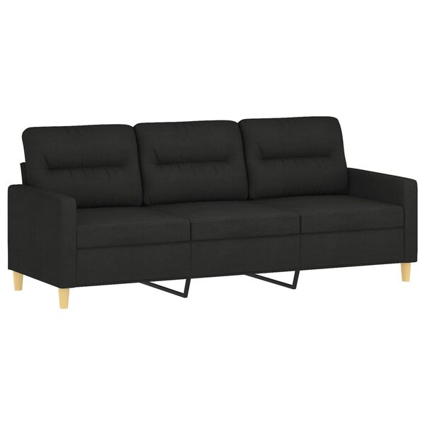 vidaXL 3-osobowa sofa z podn&oacute;żkiem, czarna, 180 cm, tkaniną