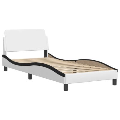 vidaXL Rama łóżka z LED, biało-czarna, 80x200 cm, sztuczna skóra