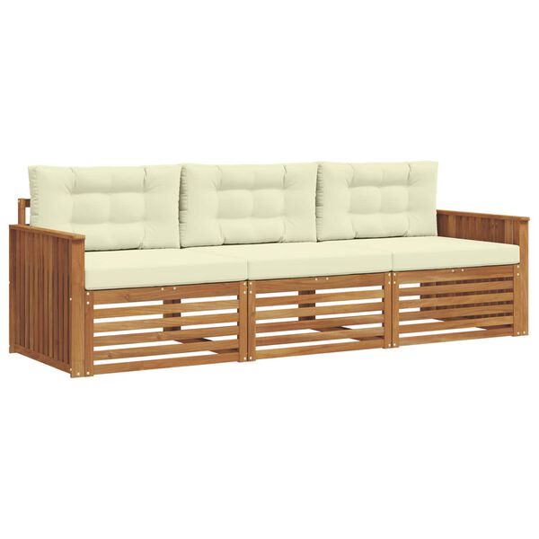 vidaXL Zestaw sof na zewnątrz z poduszką 3 pcs Naturalny i Kremowy