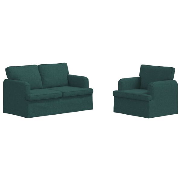 vidaXL Sofa 2 pcs Ciemna zieleń 144 x 80 x 85 cm tkanina