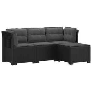 vidaXL Sofa ogrodowa dla 4 os&oacute;b z poduszkami w stylu rattanowym PP