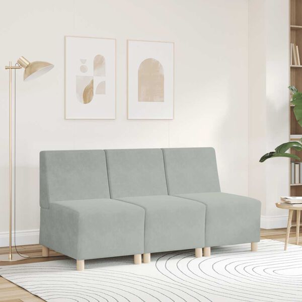vidaXL Modułowa sofa bez podłokietnik&oacute;w Jasnoszara 55 cm Aksamit