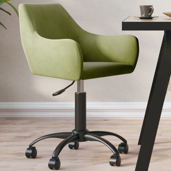 vidaXL Obrotowe krzesło stołowe, jasnozielone, obite aksamitem