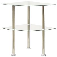 vidaXL 2-poziomowy stolik, 38x38x50 cm, przezroczyste szkło hartowane