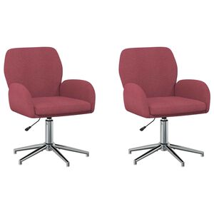 vidaXL Obrotowe krzesła biurowe 2 szt. 54 x 58 x 90 cm Czerwone wino