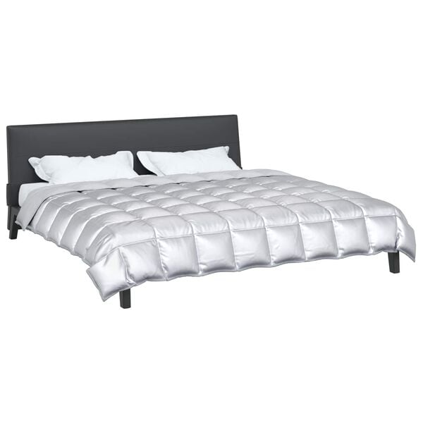 vidaXL Zimowa Kołdra Srebrny 200 x 220 cm Satyna i Mikrofibra