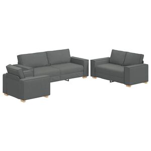 vidaXL Sofa 3 szt. Ciemnoszary Tkanina lniana