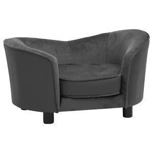 vidaXL Sofa dla psa, ciemnoszara, 69x49x40 cm, plusz i sztuczna sk&oacute;ra