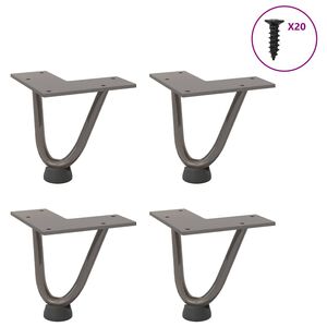 vidaXL Nogi do stolika kawowego z szpilkami 4 szt. Naturalna stal 10 cm Solidna stal