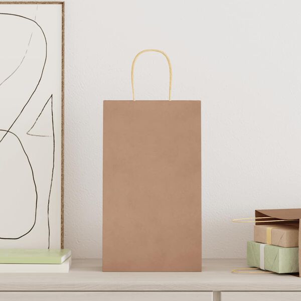 vidaXL Torby papierowe 250 szt. z uchwytami Brązowe 21x11x36 cm