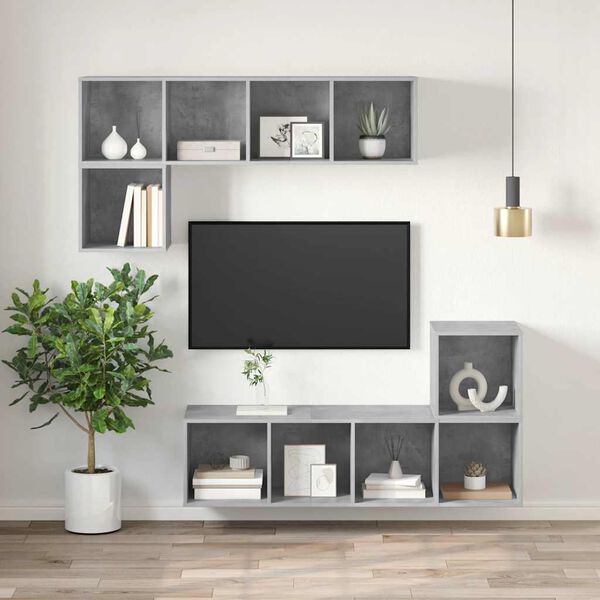 vidaXL Wisząca szafka pod TV, szarość betonu, 37x37x107 cm