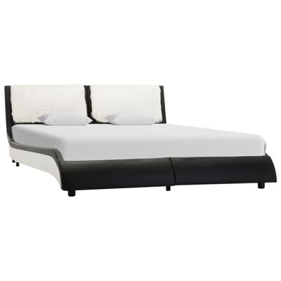 vidaXL Rama łóżka, czarno-biała, sztuczna skóra, 135x190 cm
