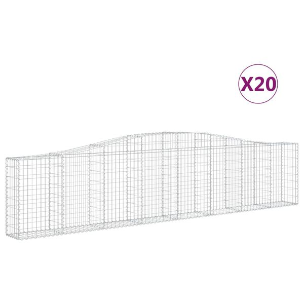vidaXL Kosze gabionowe, 20 szt, 400x30x80/100 cm, galwanizowane żelazo