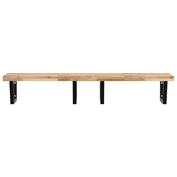 vidaXL P&oacute;łka ścienna pod umywalkę, stal i lite drewno akacjowe