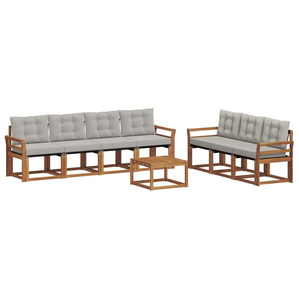 vidaXL Zestaw sof na zewnątrz z poduszką 8 pcs Naturalny i Jasny Szary