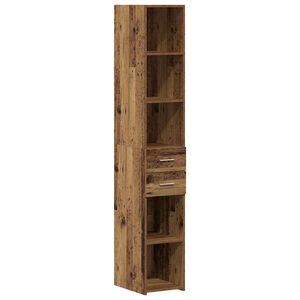vidaXL P&oacute;łka na książki z szufladą Stare drewno 30 x 42.4 x 185.2 cm