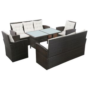 vidaXL 5-cz. zestaw mebli do ogrodu, poduszki, rattan PE, brązowy