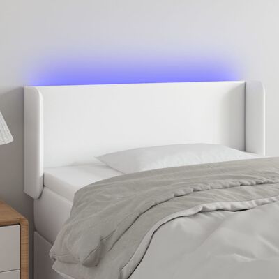 vidaXL Zagłówek do łóżka z LED, biały, 93x16x78/88 cm, sztuczna skóra