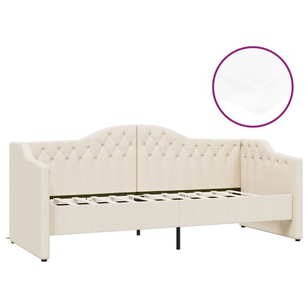 vidaXL Ł&oacute;żko dzienne z materacem i USB, kremowe, tkanina, 90x200 cm
