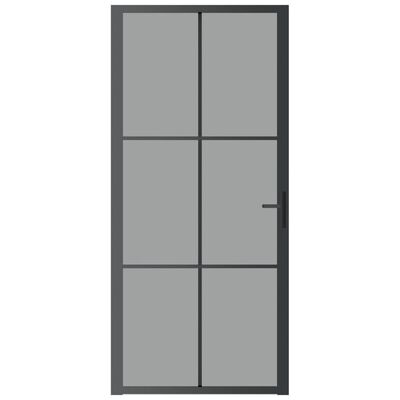 vidaXL Drzwi wewnętrzne, 93x201,5 cm, czarne, szkło ESG i aluminium