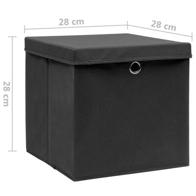 vidaXL Pudełka z pokrywami, 10 szt., 28x28x28 cm, czarne