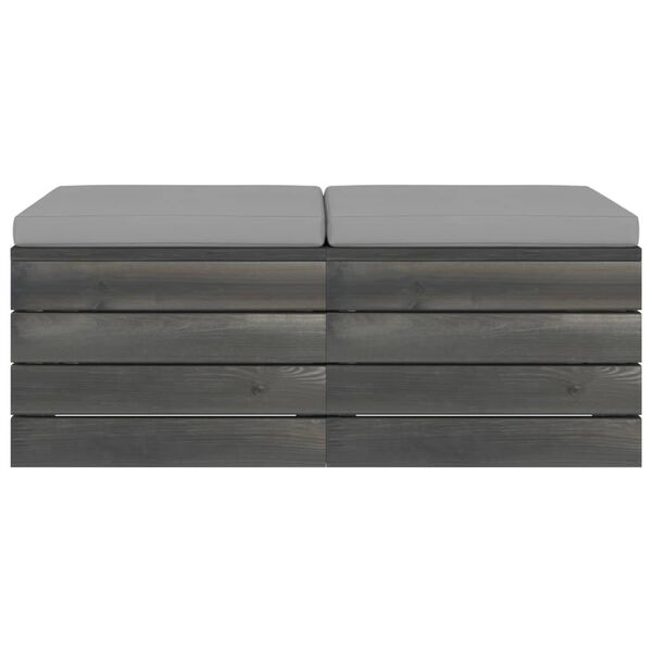 vidaXL Ogrodowe stołki z palet, 2 szt., z poduszkami, drewno sosnowe