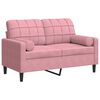 vidaXL 2-osobowa sofa z poduszkami, r&oacute;żowa, 120 cm, aksamit