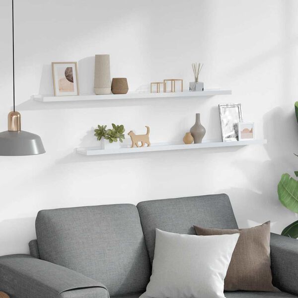 vidaXL P&oacute;łki ścienne, 2 szt., białe, 100x9x3 cm