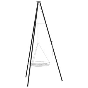 vidaXL Tripod na ognisko 2 pcs Czarny Stal