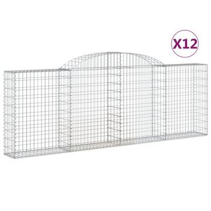 vidaXL Kosze gabionowe, 12 szt, 300x30x100/120cm, galwanizowane żelazo