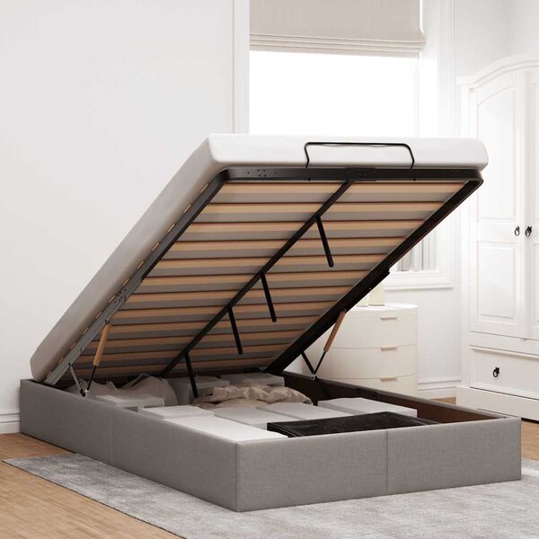 vidaXL Rama ł&oacute;żka otomana bez materaca, taupe, 120x200 cm, tkanina